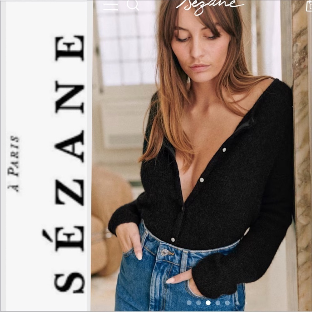 Sezane Gaspard Cardigan mohair XXS BLACK - Picture 2 of 11